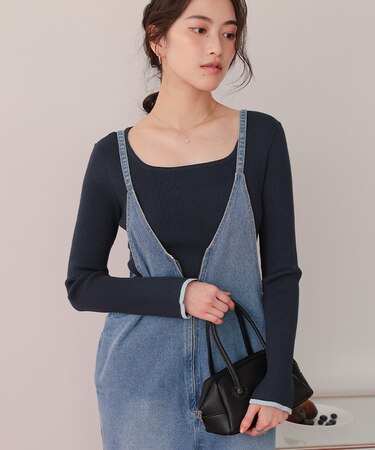 UVケア/抗ピルスクエアリブニット