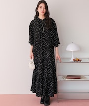 スキッパーティアードロングスリーブワンピース