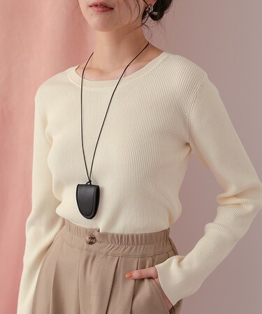 前後2wayUVケア/抗ピルヘンリーネックリブニット