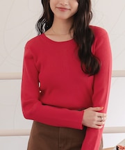 前後2wayUVケア/抗ピルヘンリーネックリブニット