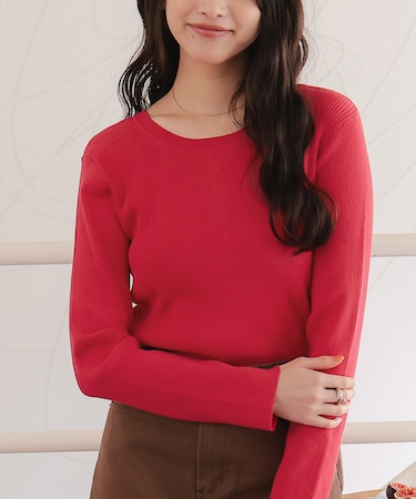 前後2wayUVケア/抗ピルヘンリーネックリブニット