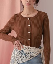 ミドル丈リブニットカーディガン