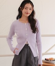 ミドル丈リブニットカーディガン