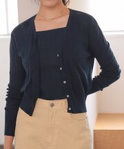 アイレットニットカーディガン/キャミソールトップスセット