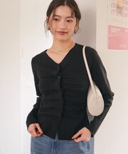 フロントギャザーニットトップス