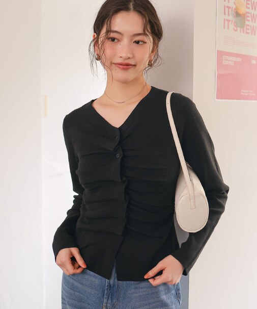 フロントギャザーニットトップス