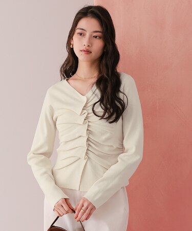 フロントギャザーニットトップス