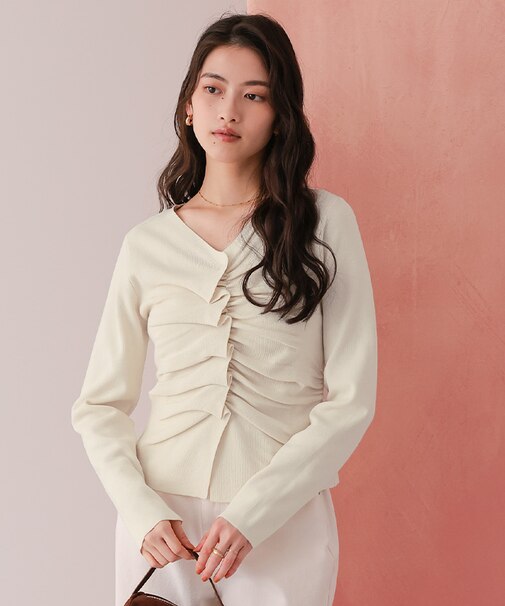 フロントギャザーニットトップス