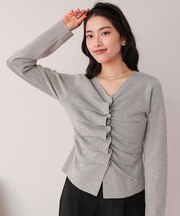 フロントギャザーニットトップス