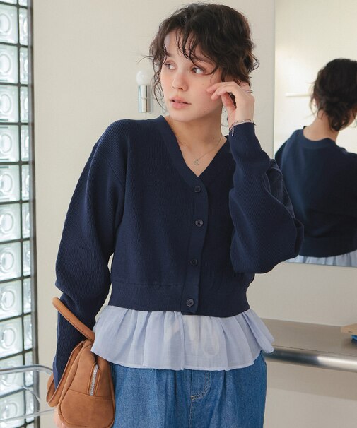 フリルヘムドッキングニット