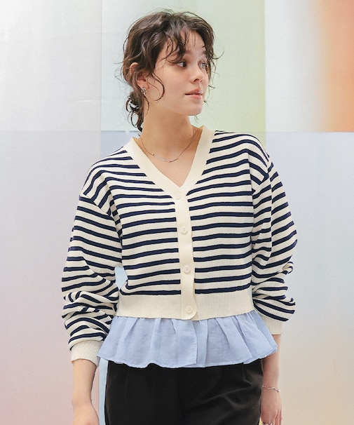 フリルヘムドッキングニット