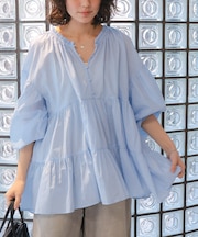 コットンボイルティアードチュニック/トップス