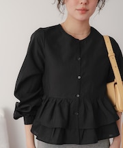 ペプラムショートブラウス