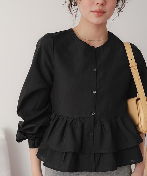 ペプラムショートブラウス
