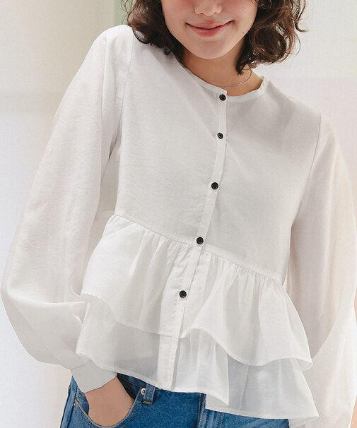 ペプラムショートブラウス