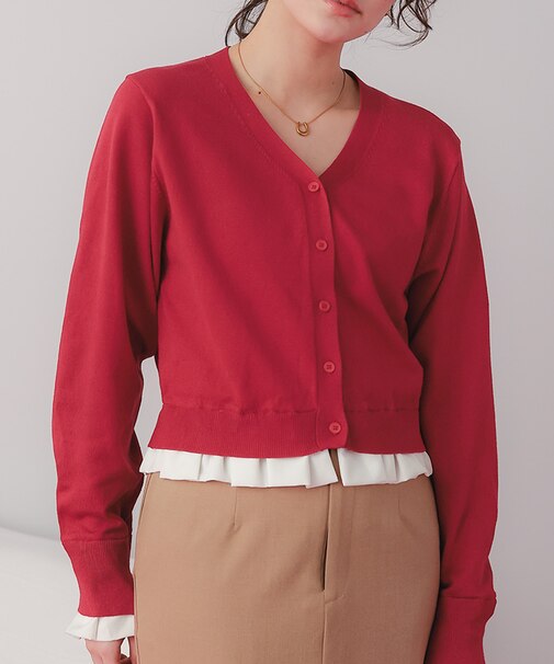フリルシャツドッキングニットカーディガン