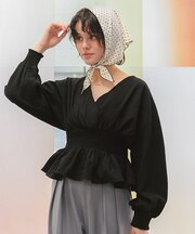 カシュクールペプラムショートトップス