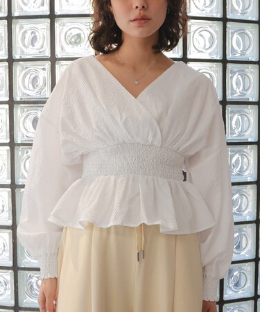 カシュクールペプラムショートトップス