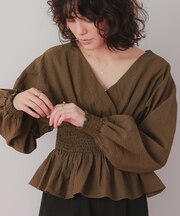 カシュクールペプラムショートトップス