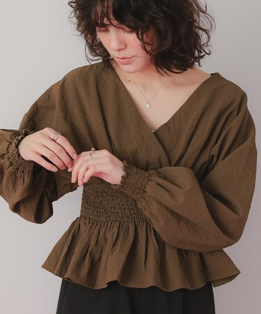 カシュクールペプラムショートトップス