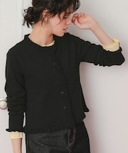 UVケア/抗ピルプチフリルデザインニットカーディガン