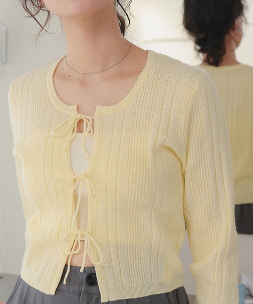 リボンデザインニットカーディガン