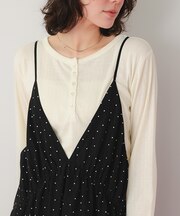 コンパクトヘンリーネックロングスリーブトップス