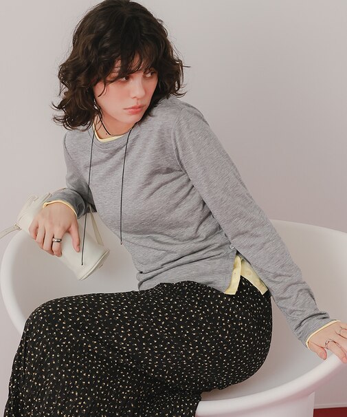 レイヤードスリットデザイントップスセット