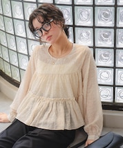 花柄ティアードギャザーブラウス