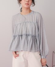 花柄ティアードギャザーブラウス