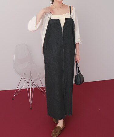 フロントZIPデザインジャンパースカート