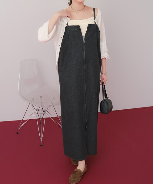 フロントZIPデザインジャンパースカート