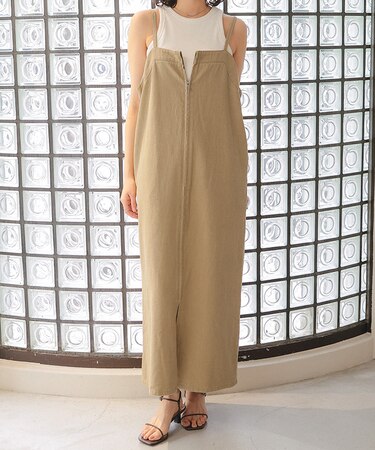 フロントZIPデザインジャンパースカート