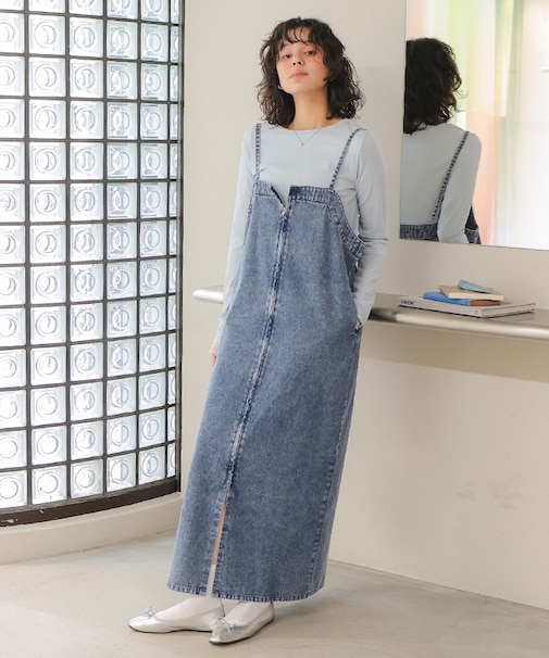 フロントZIPデザインジャンパースカート