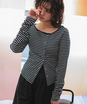 リングドットロングスリーブトップス