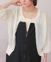前後2wayボリュームスリーブシアーニットカーディガン