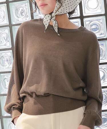 前後2wayボリュームスリーブシアーニットカーディガン