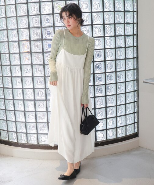 ギャザーボリュームキャミソールワンピース