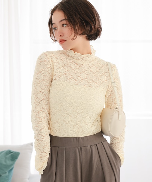 ハイネックレーストップス