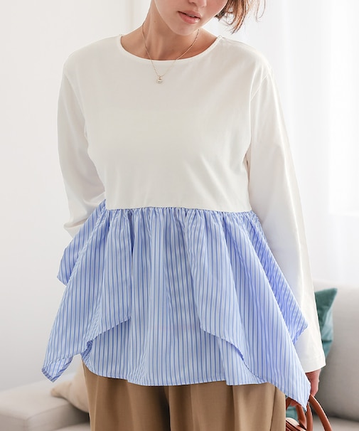 異素材イレヘムドッキングカットソー