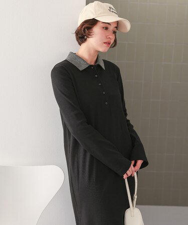 ポロシャツリブワンピース