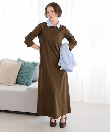 ポロシャツリブワンピース