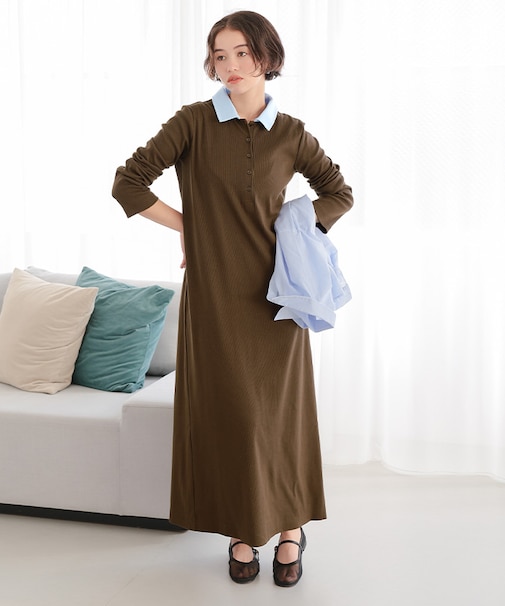 ポロシャツリブワンピース