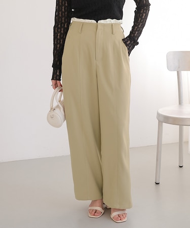 フリルハイウエストデザインパンツ