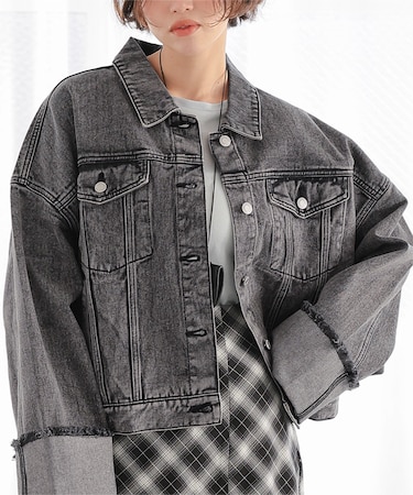 袖ロールアップデニムジャケット