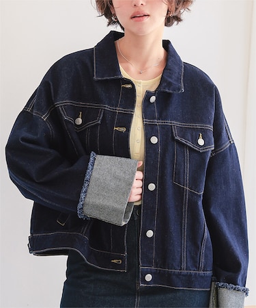袖ロールアップデニムジャケット