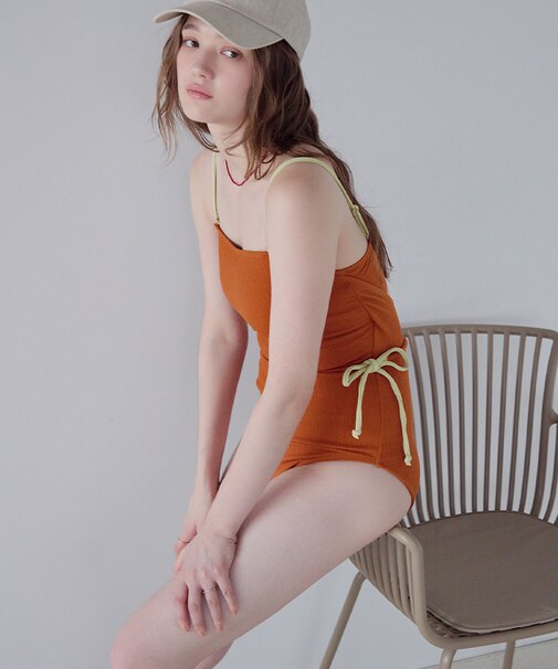 バイカラードロストワンピース/水着