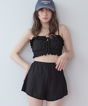 3点セット/フリルデザインジャガードビキニ×ショートパンツ/水着