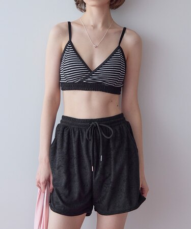 パイル地ボーダースポーティービキニ/水着