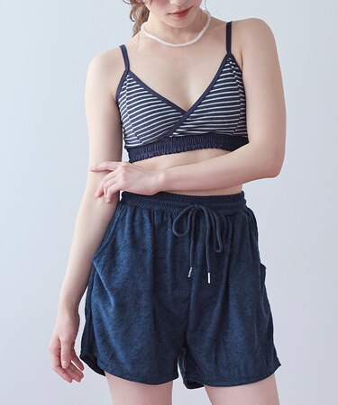 パイル地ボーダースポーティービキニ/水着